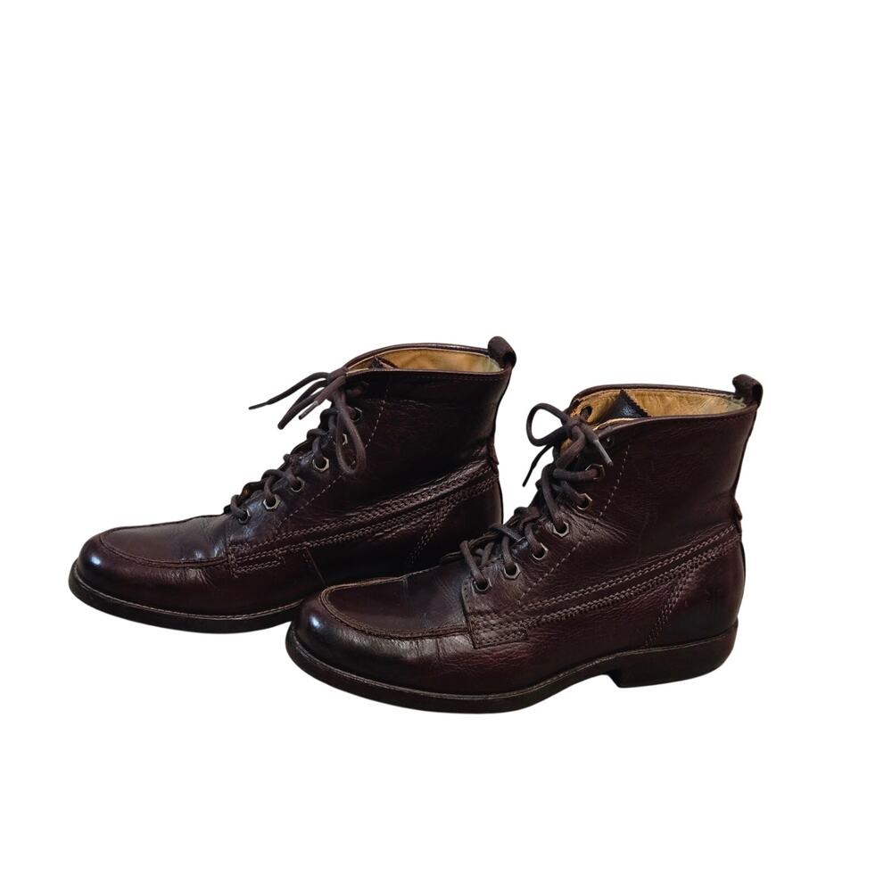 Women's Frye Phillip Moc Toe Leather Lace-up Ankles Boots Size:7 Color: Brown - Picture 5 of 10